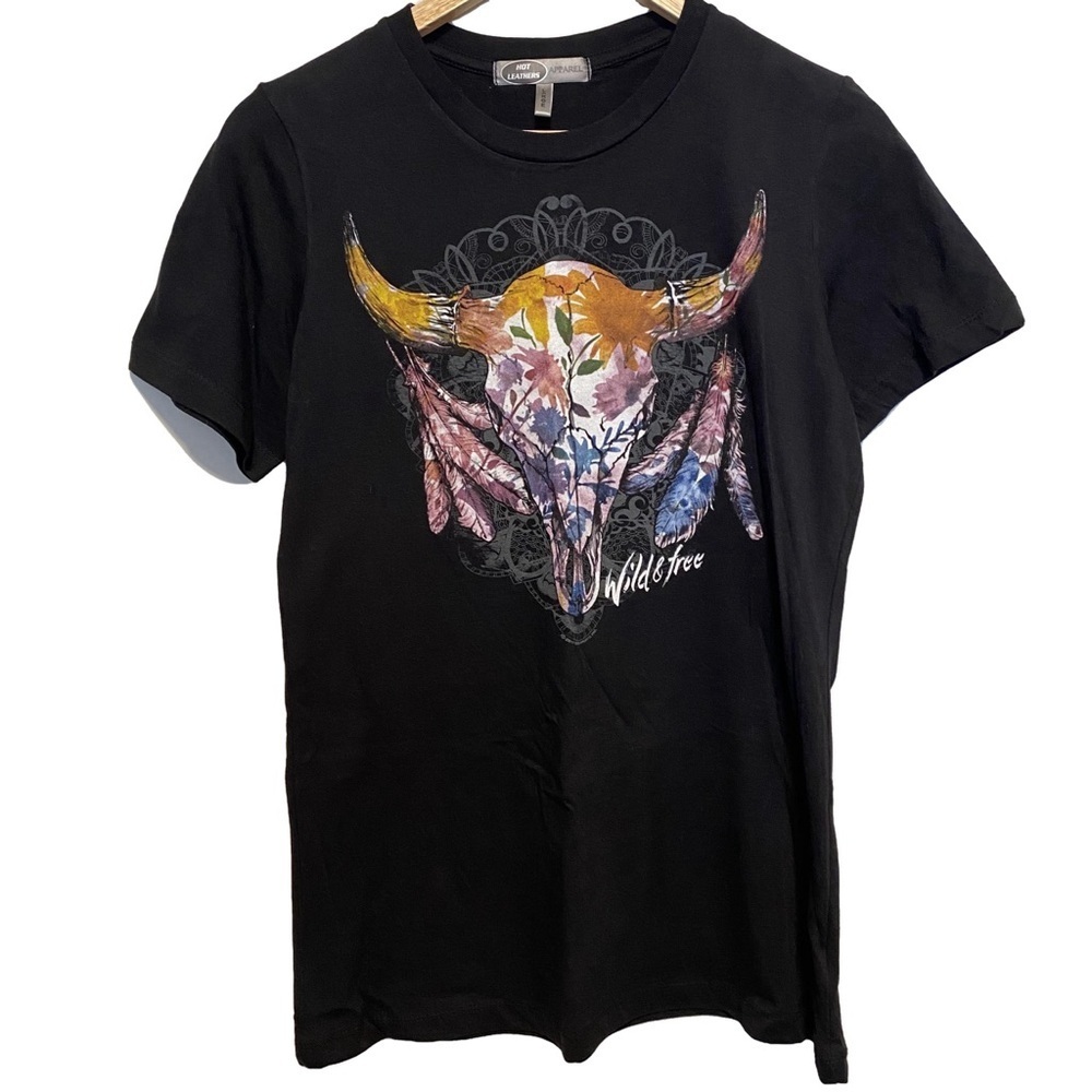 Women’s Hot Leathers Graphic Print Black Biker Tee Size Large
